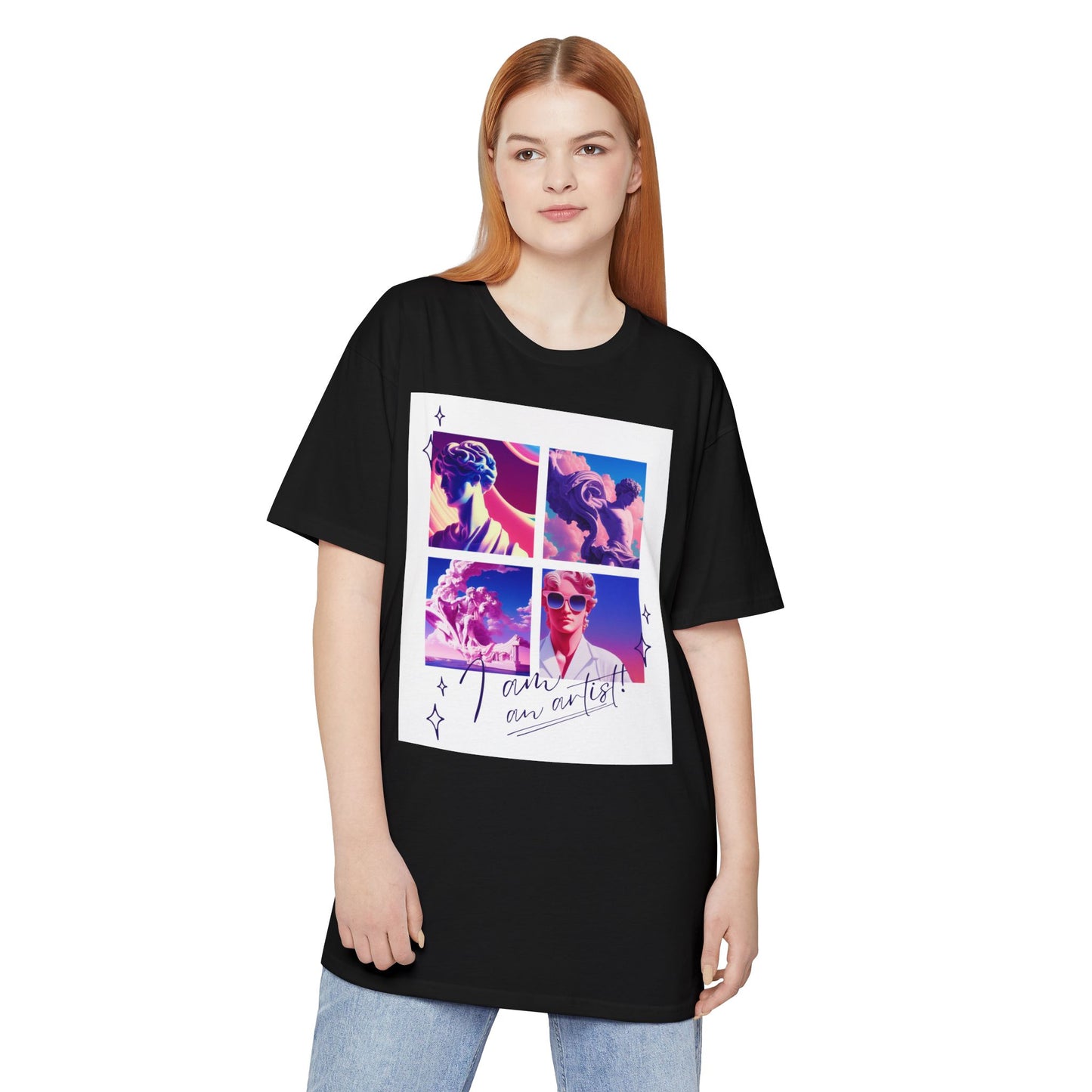 Urban Graphic Tee with Artistic Collage Design, Streetwear Fashion, Unisex Apparel, Casual Wear, Gift for Art Lovers