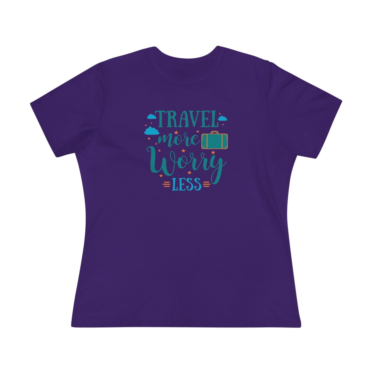 Travel More Worry Less Women's Cotton Tee, Travel Shirt, Vacation Top, Adventure Tee, Gift for Travelers