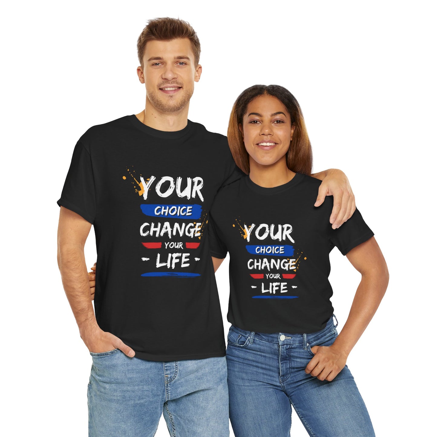 Inspirational Quote Unisex Heavy Cotton Tee - "Your Choice Change For Life", Motivational Shirt, Casual Wear, Gift Idea, Everyday Comfort