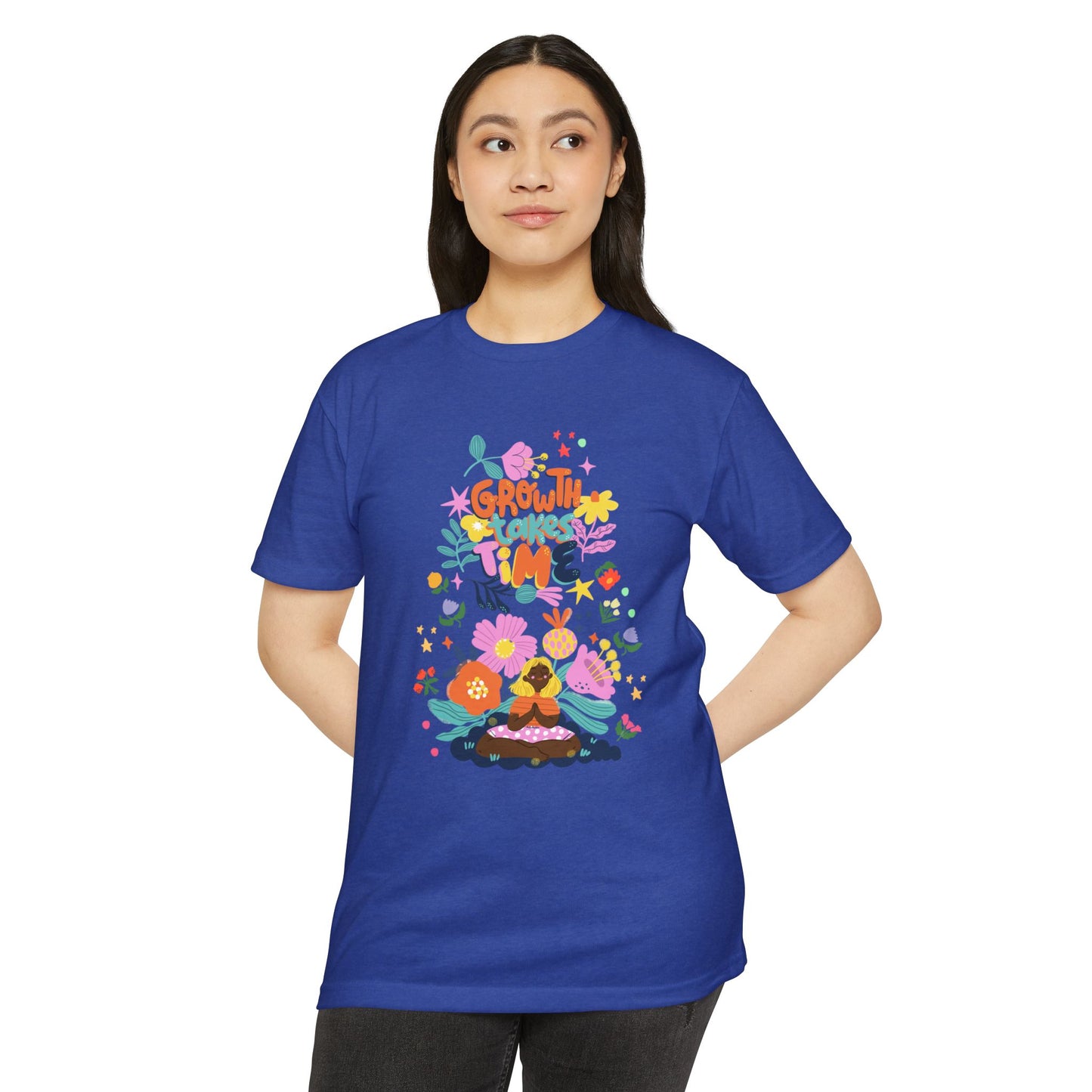Growth Takes Time Floral Unisex T-Shirt, Spring Tee, Inspirational T-Shirt, Casual Wear, Unique Gift Idea