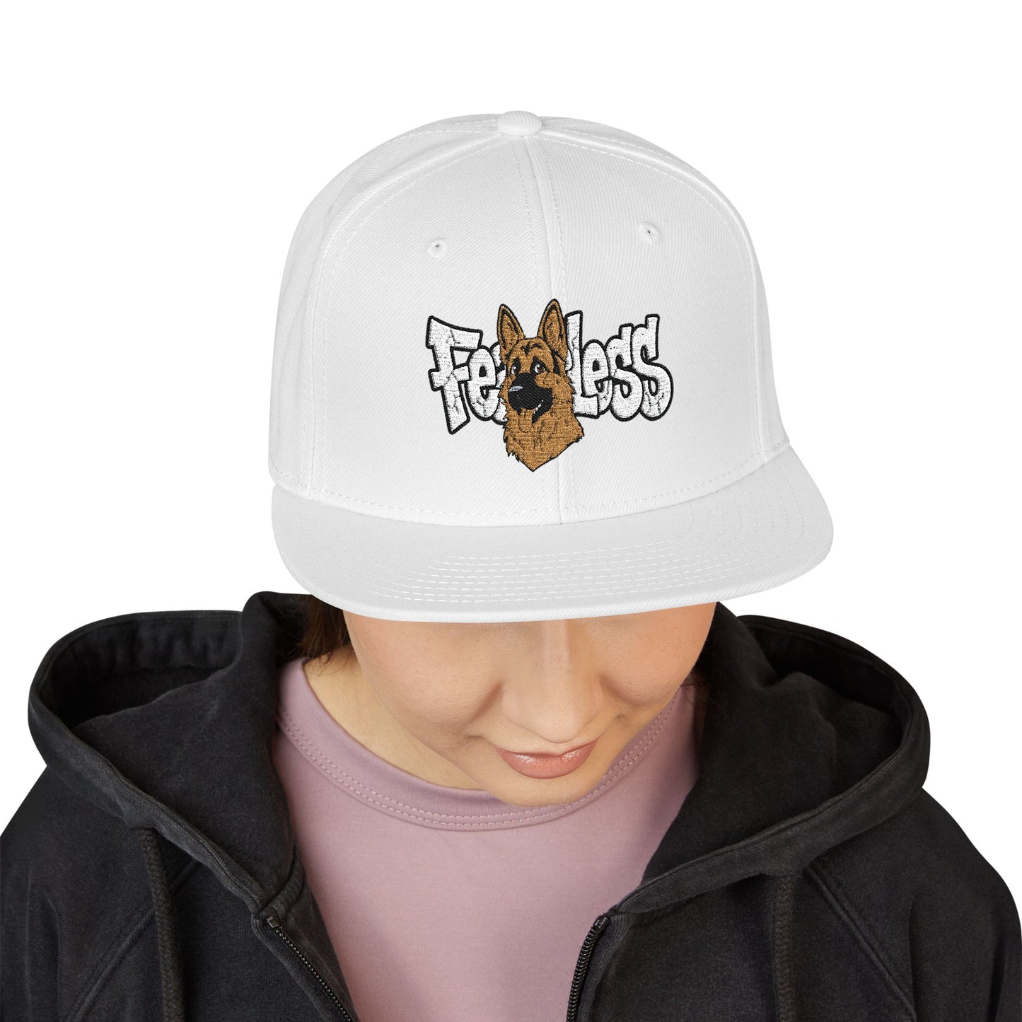 German Shepherd Embroidered Snapback Hat - Fearless