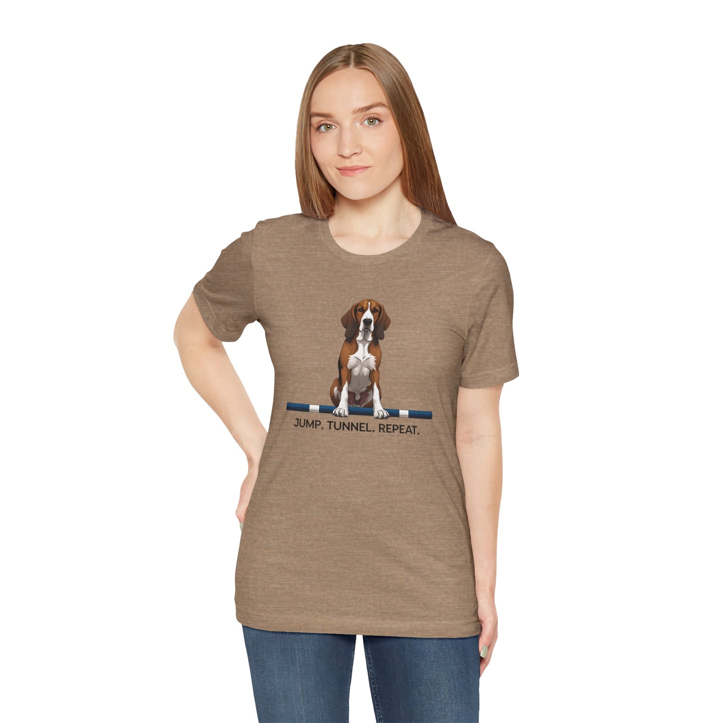 Dog Agility Tee, Fun Pet Lover Shirt, Jump Tunnel Repeat T-Shirt, Dog Enthusiast Apparel, Gift for Dog Owners
