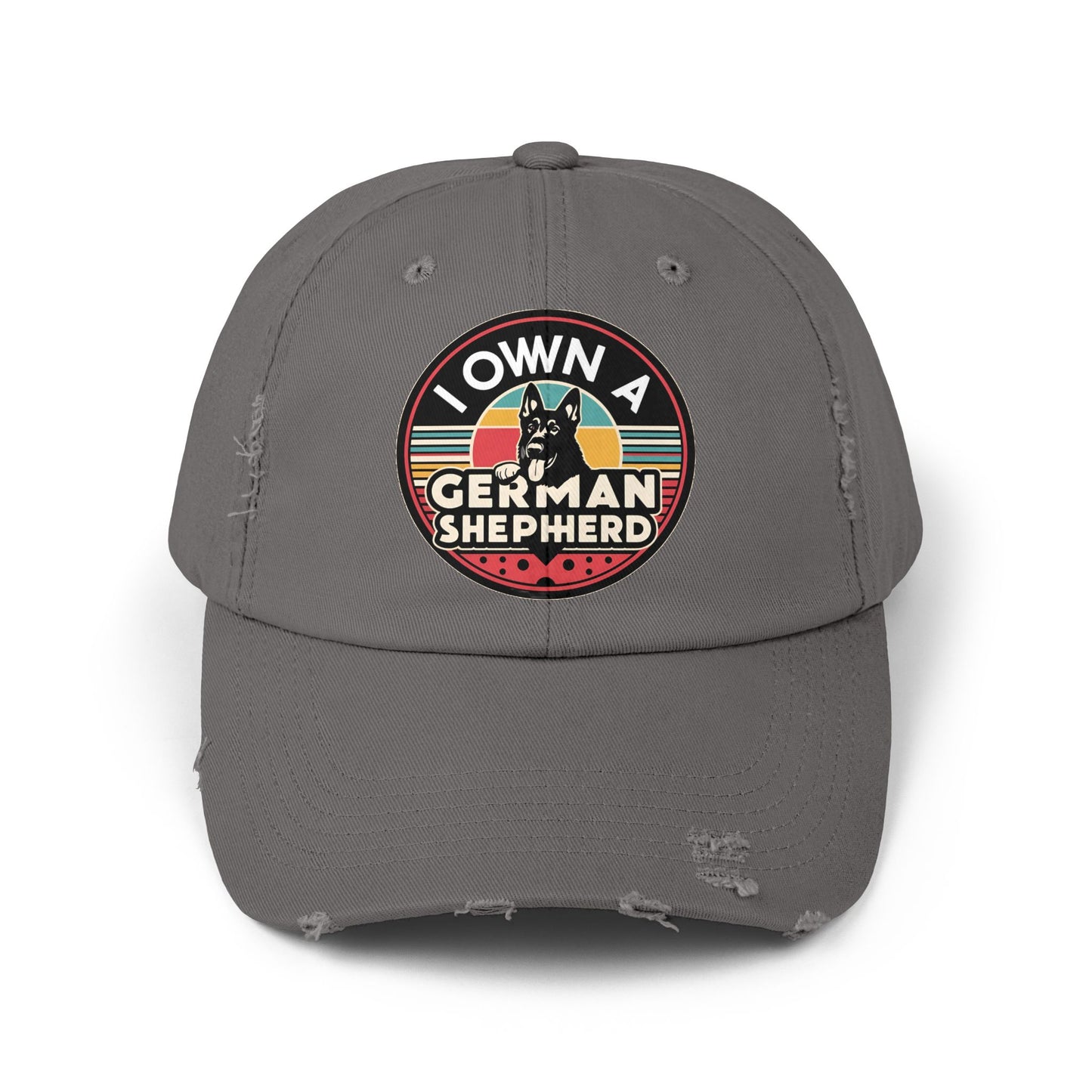 German Shepherd Distressed Cap With Retro Vintage Background - Pet Owner Gift, Casual Everyday Wear