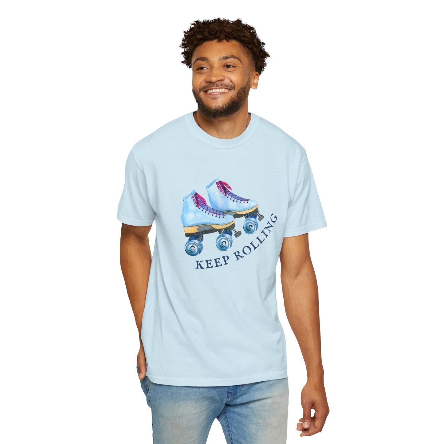 Keep Rolling Retro Roller Skates Tee, Vintage Skate T-shirt, Unisex Garment-Dyed Shirt, Fun Gift for Skating Lovers, Summer Apparel