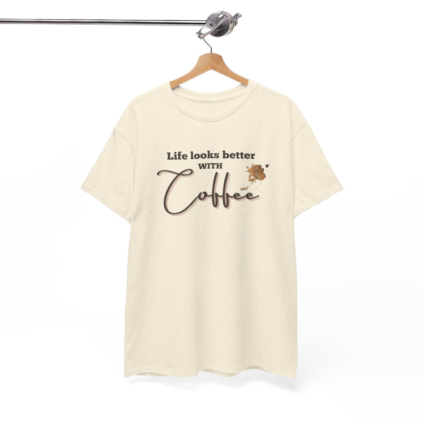 Life Looks Better with Coffee Tee | Unisex Cotton Tee for Coffee Lovers, Gift for Birthdays, Anniversaries, Casual Wear, Coffee-themed