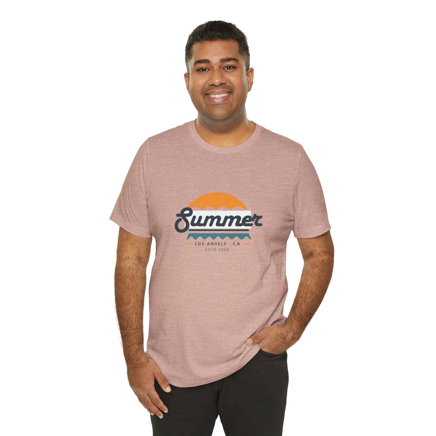 Summer Vibes Unisex Jersey Short Sleeve Tee, Beach Shirt, Casual Summer Wear, Gift for Friends, Coastal Adventure Top, LA Style Tee