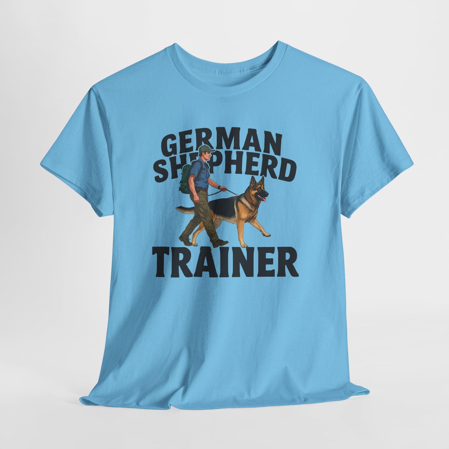 German Shepherd Trainer Tee - Man Holding a German Shepherd | Dog Lover Gift