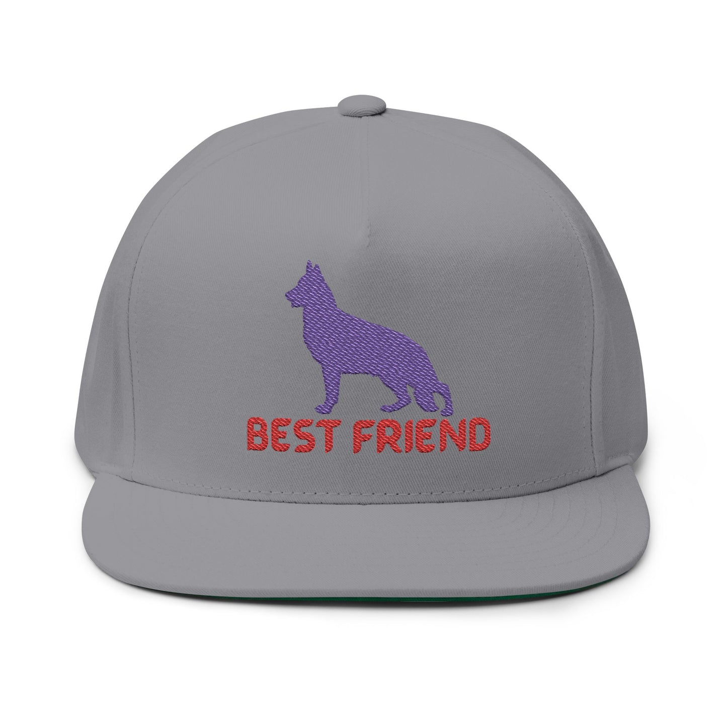 German Shepherd Flat Bill Embroidered Cap - Best Friend