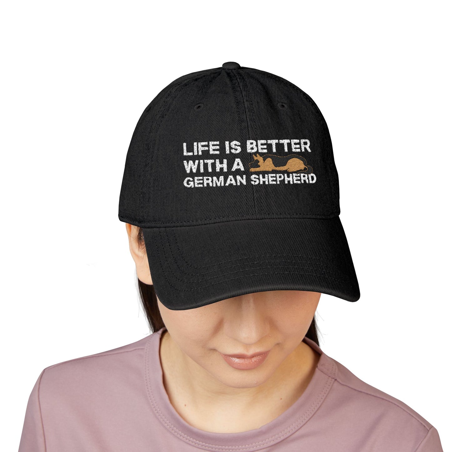 Embroidered Denim Hat - 'Life Is Better With A German Shepherd'