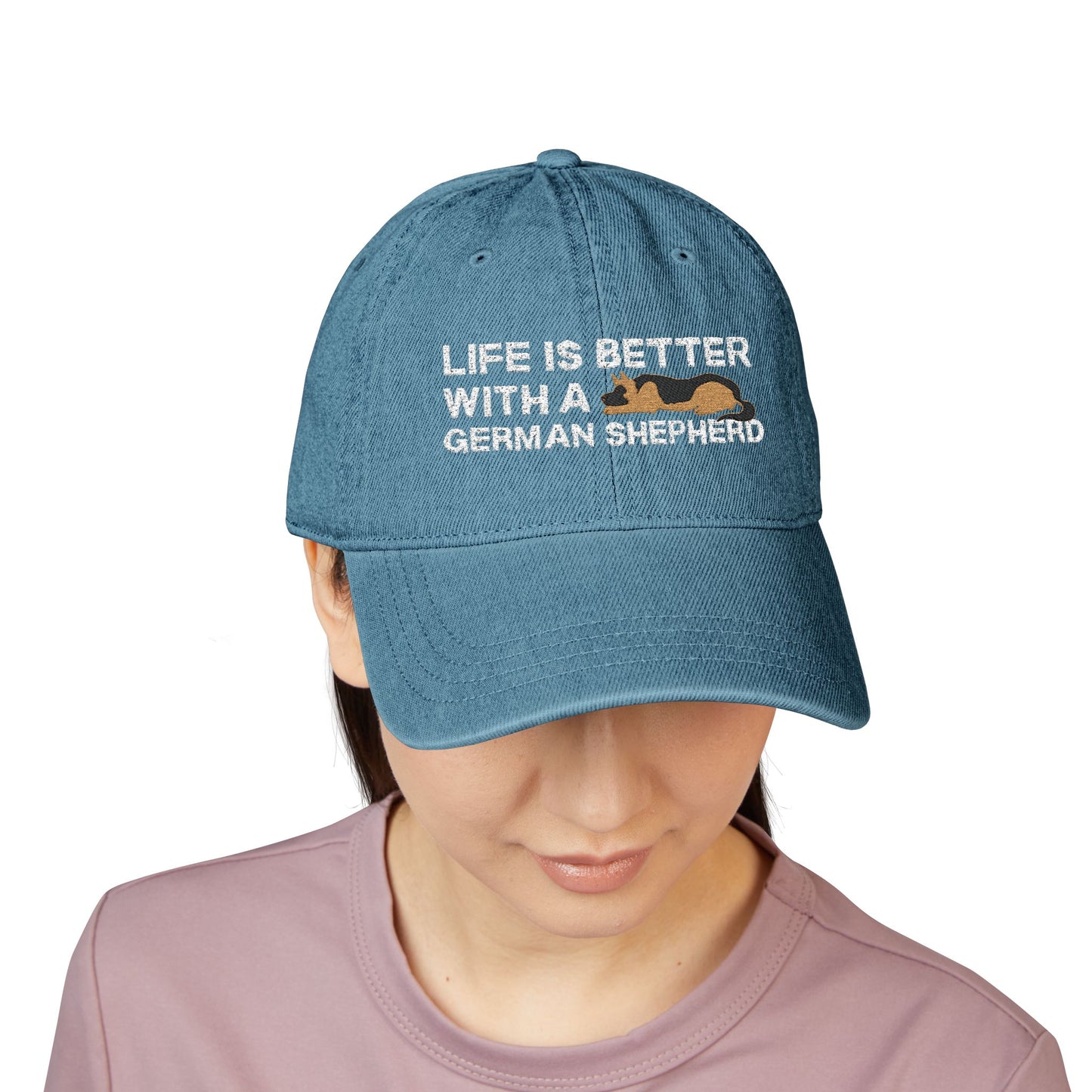 Embroidered Denim Hat - 'Life Is Better With A German Shepherd'