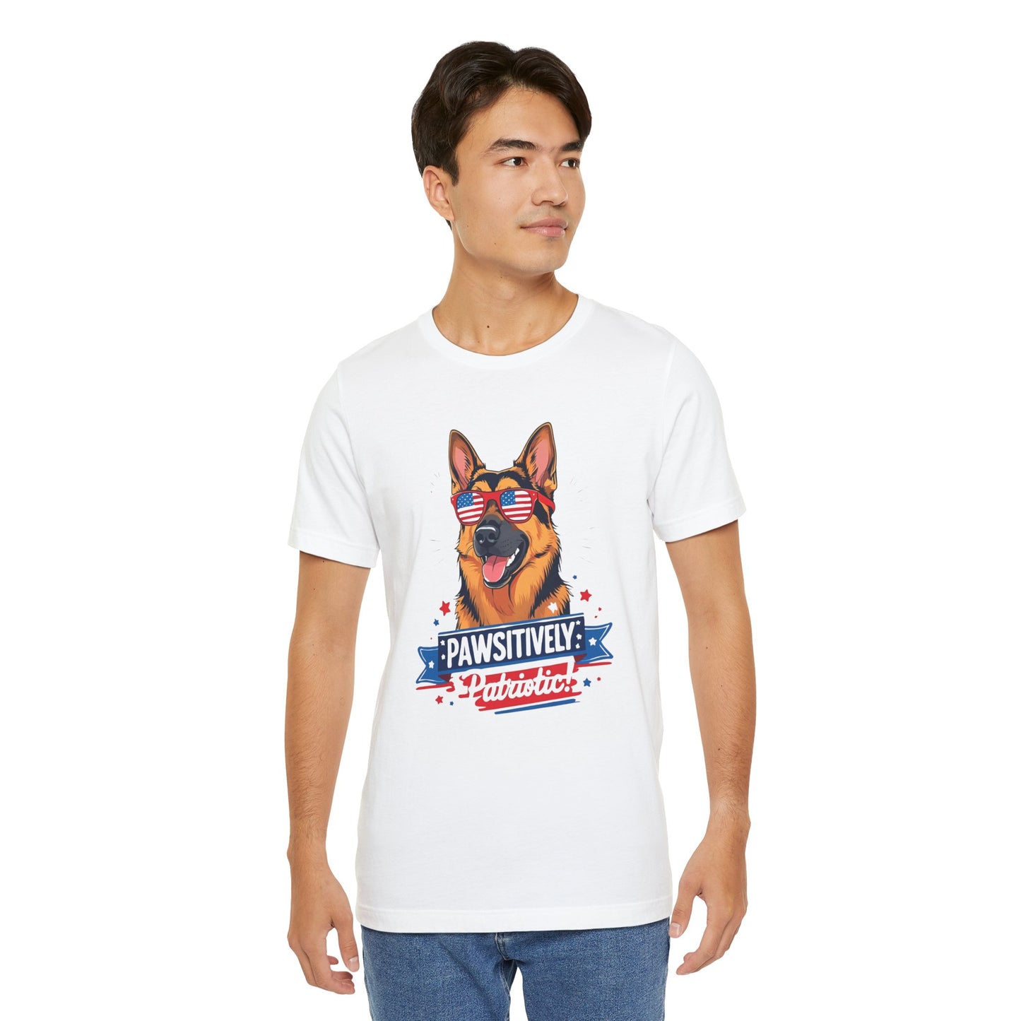 Pawsitively Patriotic German Shepherd Dog Tee, Unisex T-Shirt, Perfect for Summer Celebrations, Pet Lovers Gift, 4th of July Apparel