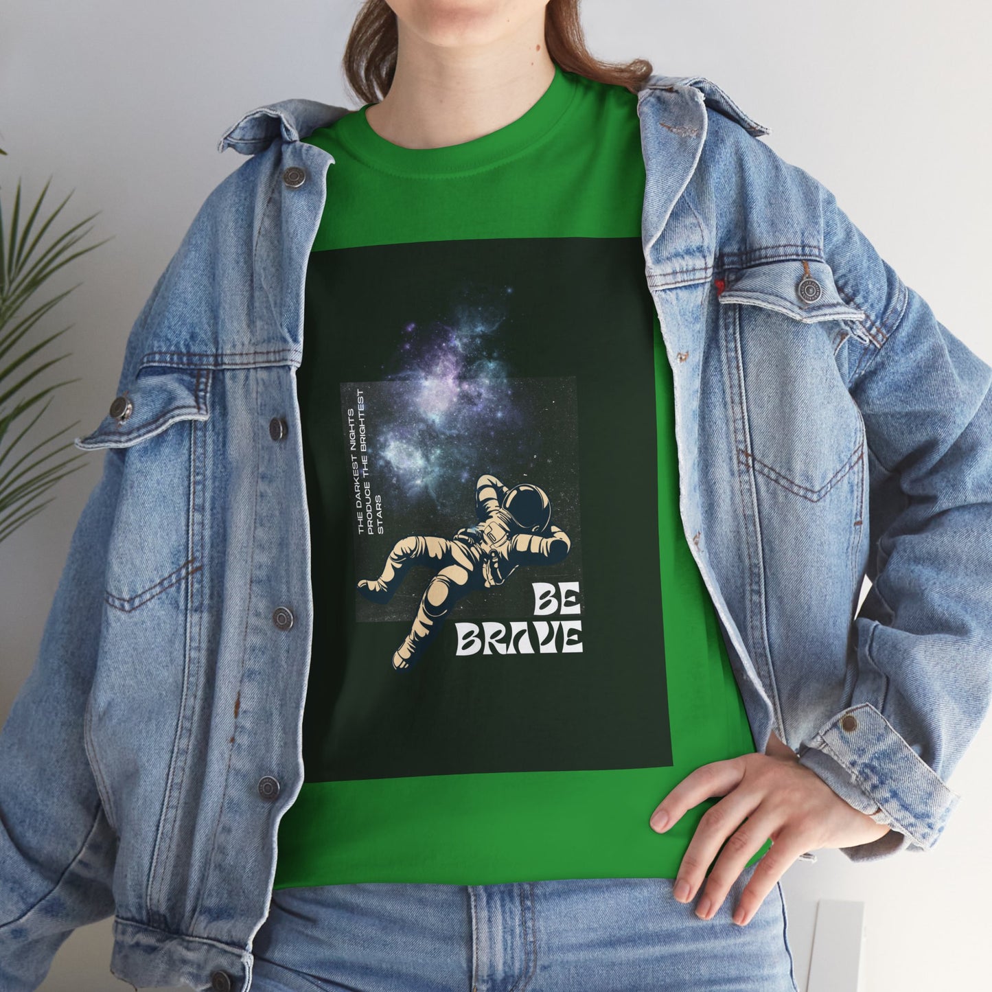 Be Brave Tee, Inspirational T-Shirt, Unisex Cotton Top, Space Graphic Shirt, Motivational Gift, Everyday Wear