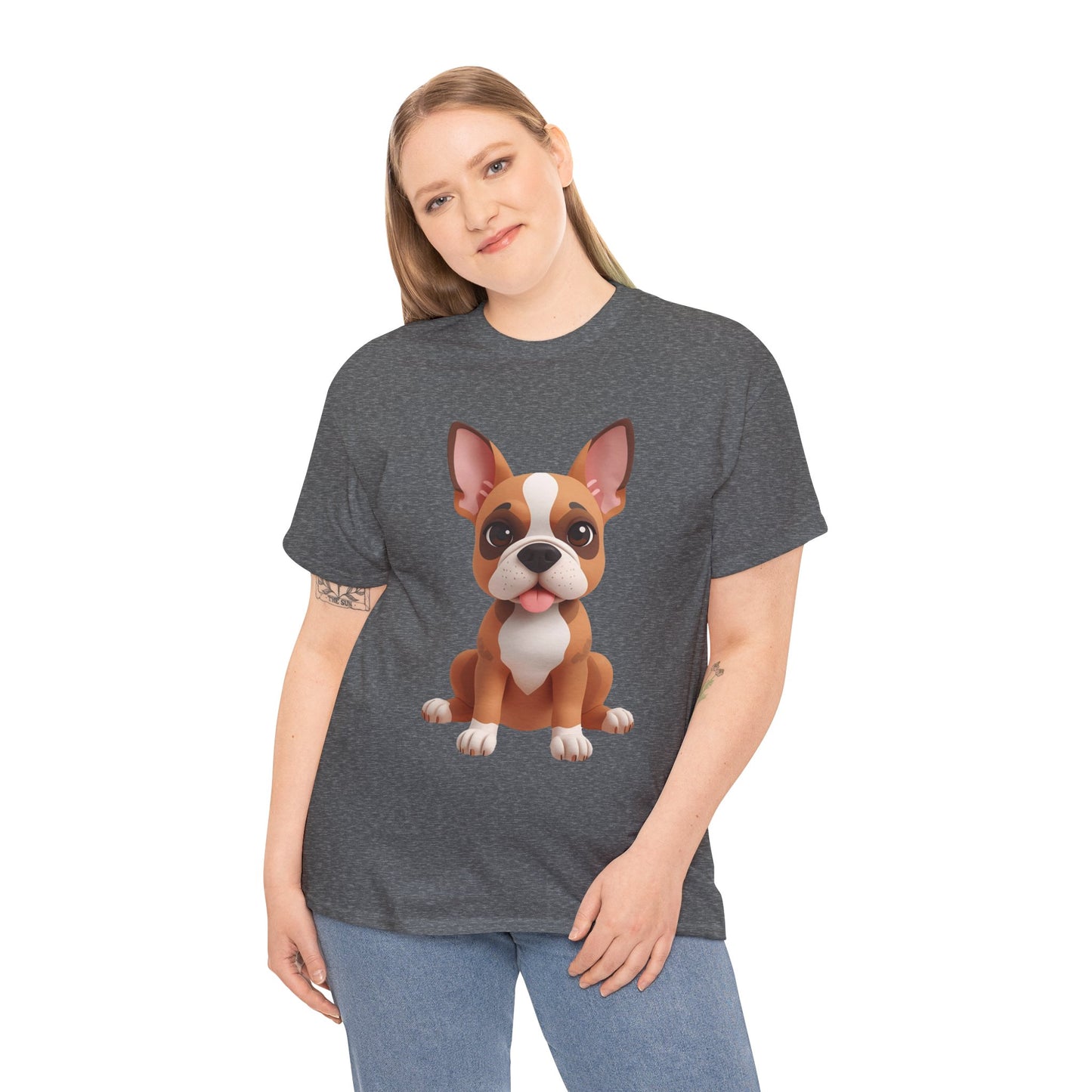 Cute 3D French Bulldog T-Shirt Unisex Heavy Cotton Tee, Dog Lover Gift