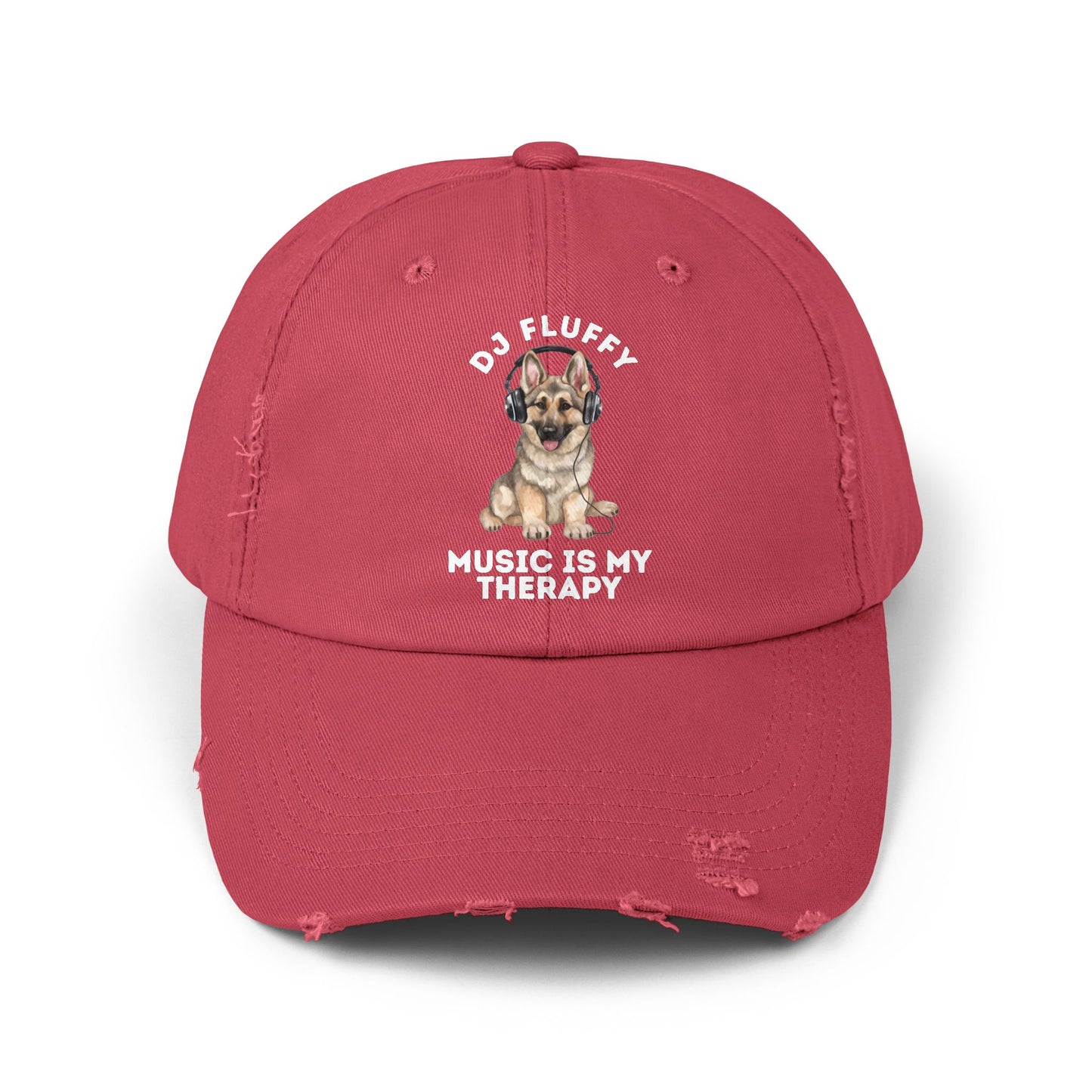 Distressed Dog Cap with German Shepherd Wearing Headphones | Pet Lover Gift | Music is My Therapy