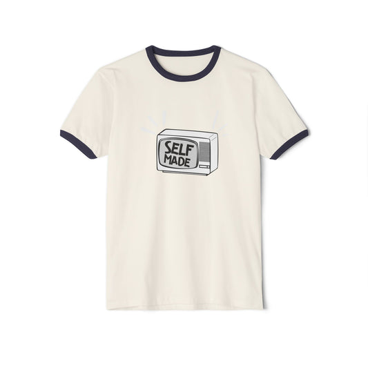 Self Made Unisex Cotton Ringer T-Shirt | Vintage Style Tee, Motivational Gift, Casual Wear, Entrepreneurship Shirt, Everyday Comfort