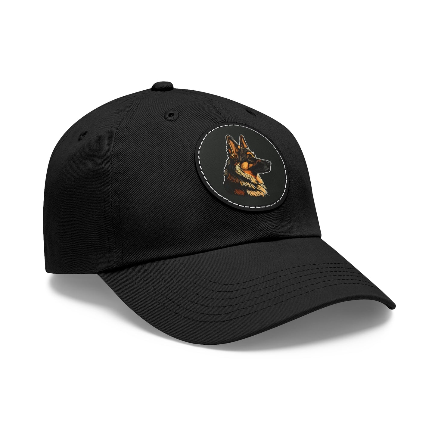 Customized Dad Hat with Leather Patch - German Shepherd Design