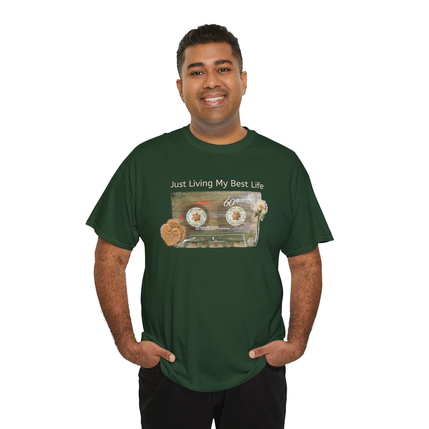 Just Living My Best Life Tee, Vintage Cassette T-Shirt, Casual Wear, Gift for Friends, Music Lover's Apparel