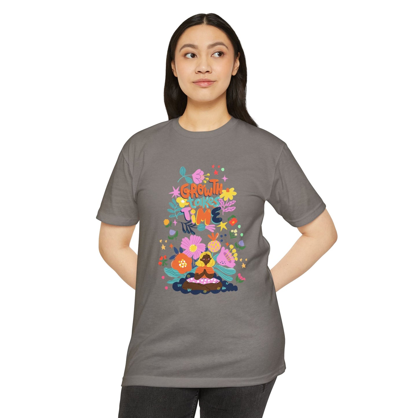 Growth Takes Time Floral Unisex T-Shirt, Spring Tee, Inspirational T-Shirt, Casual Wear, Unique Gift Idea