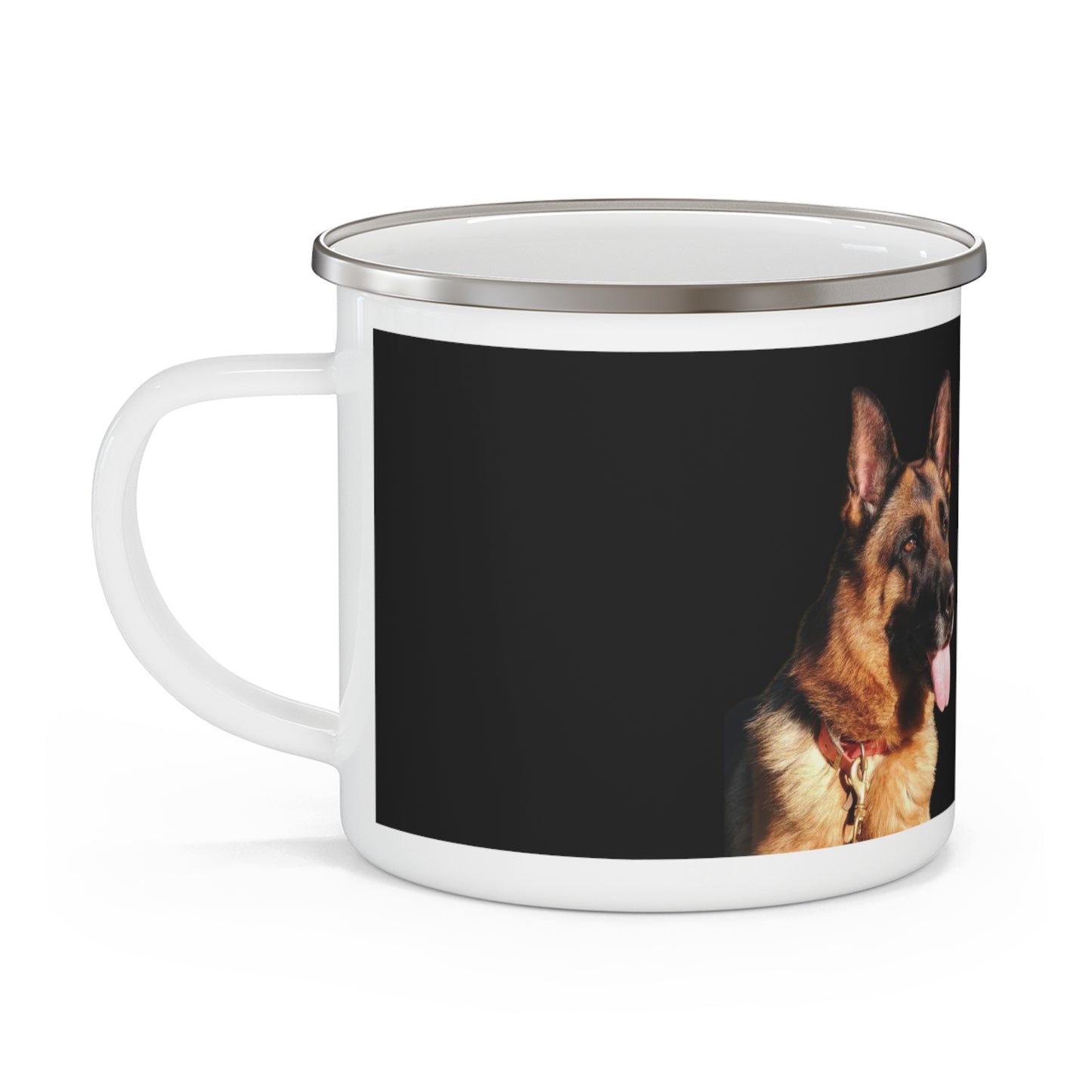 Enamel Camping Mug With a German Shepherd and Quote A Big Heart and Lots of Love