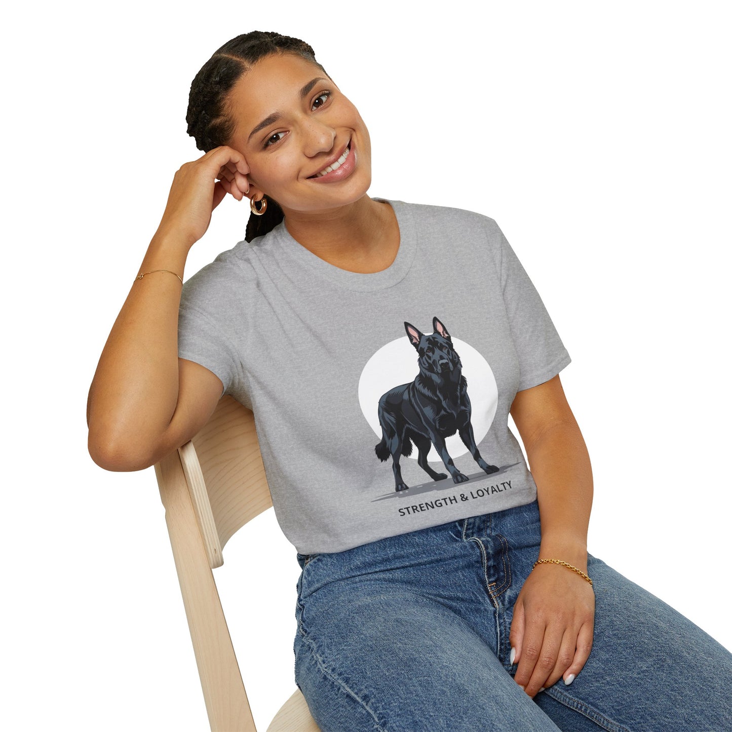 Strength & Loyalty German Shepherd Dog T-Shirt, Unisex Pet Lover Tee, Gifts for Dog Owners, Animal Lovers Apparel, Casual Everyday Wear, Black Dog Shirt