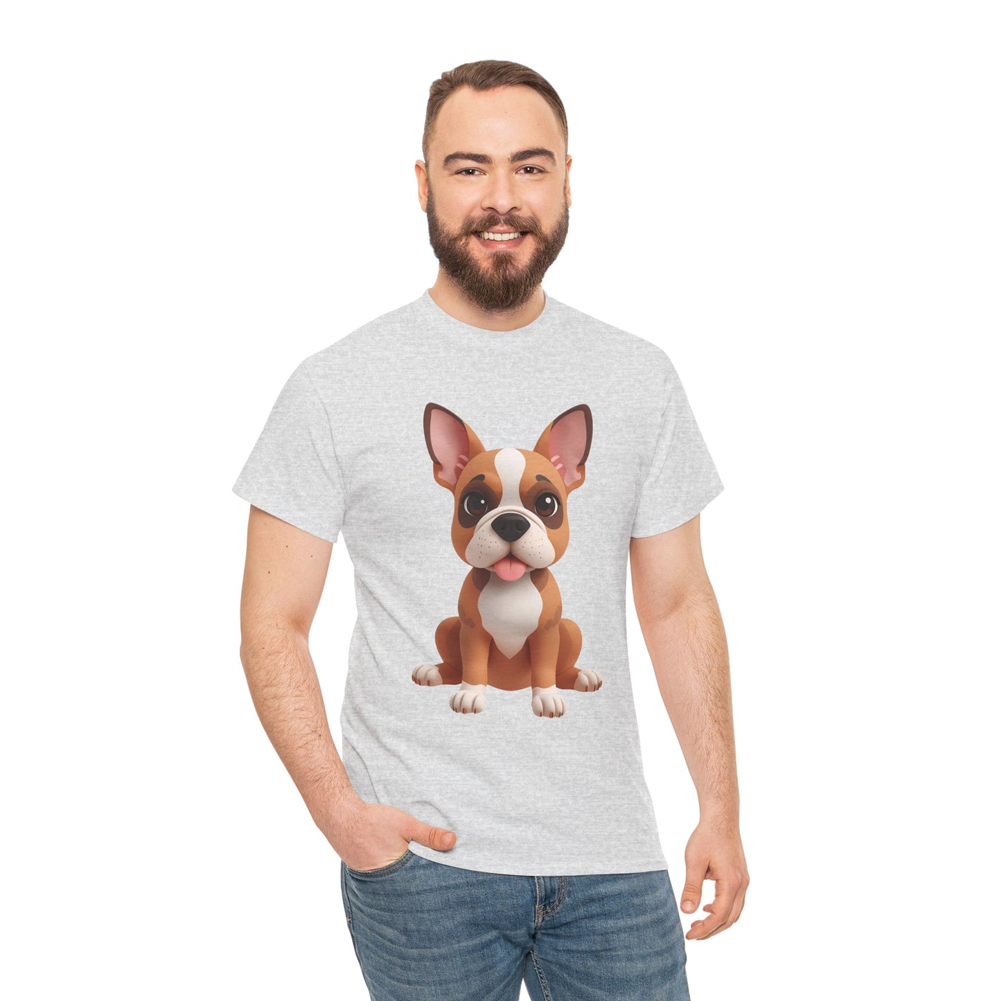 Cute 3D French Bulldog T-Shirt Unisex Heavy Cotton Tee, Dog Lover Gift