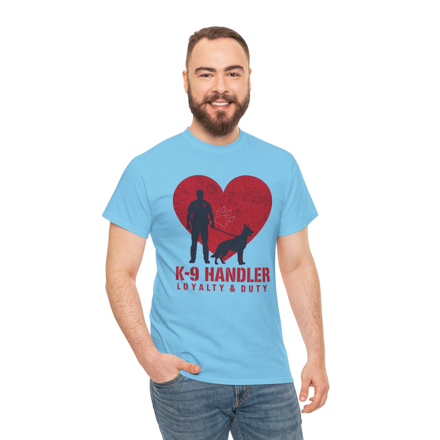 K-9 Handler Heavy Cotton Tee - Loyalty & Duty Shirt, Dog Lover Gift