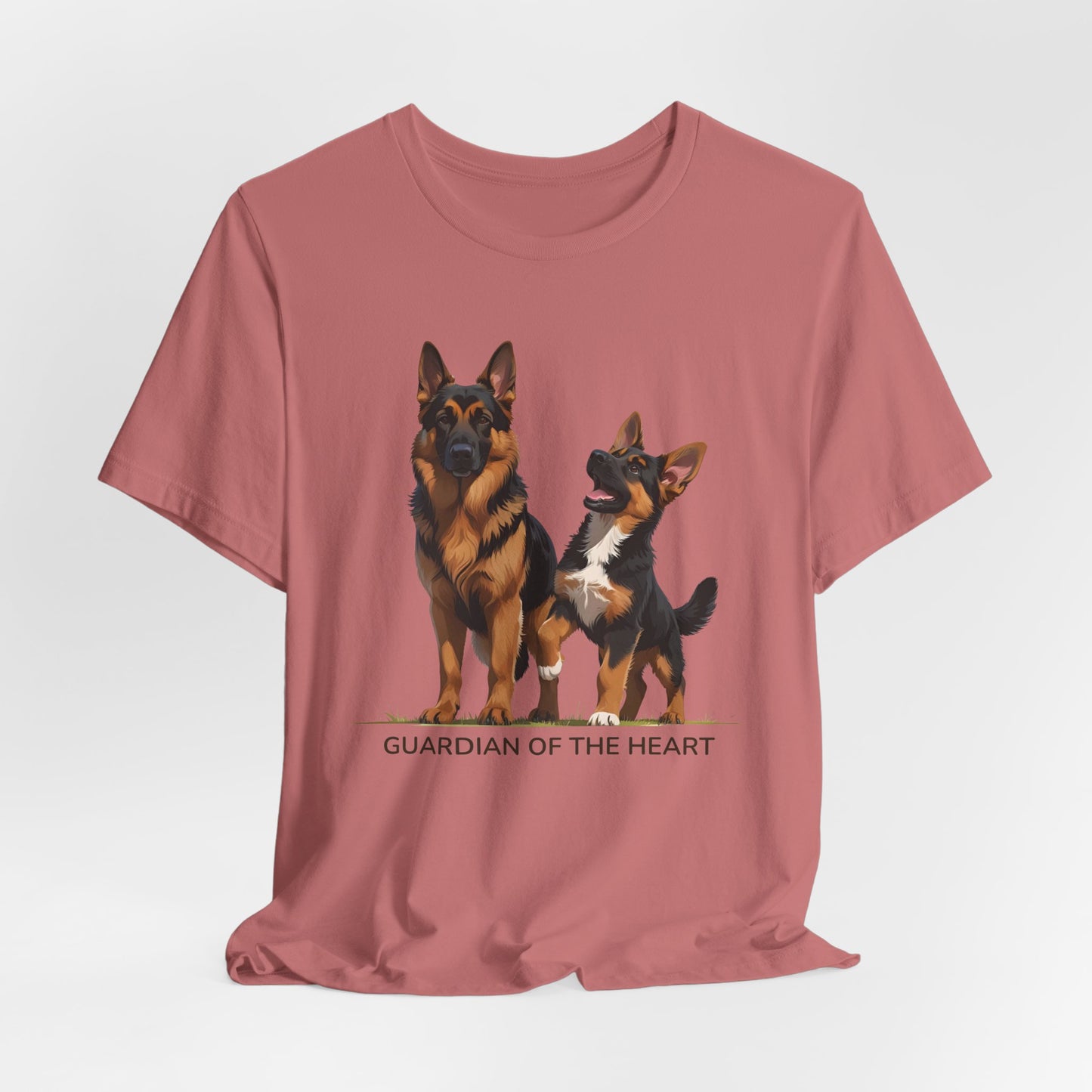 German Shepherd and Puppy Tee - Guardian of the Heart, Gifting for Pet Owners, Cute Graphic Shirt, Perfect for Birthdays, Dog-Themed Apparel