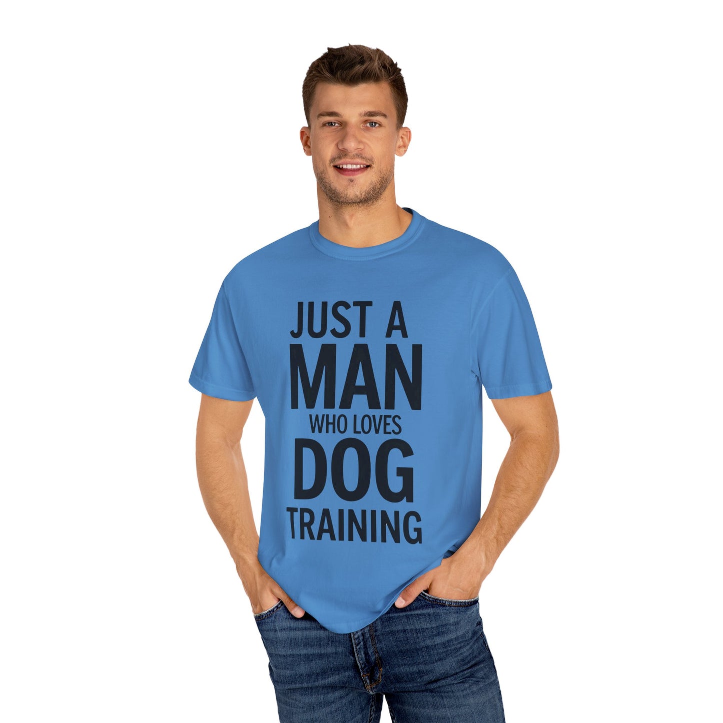 Dog Training Enthusiast T-Shirt - Just a Man Who Loves Dog Training, Pet Lover Gift, Casual Comfort Wear, Dog Owner Apparel, Gift for Dog Lovers