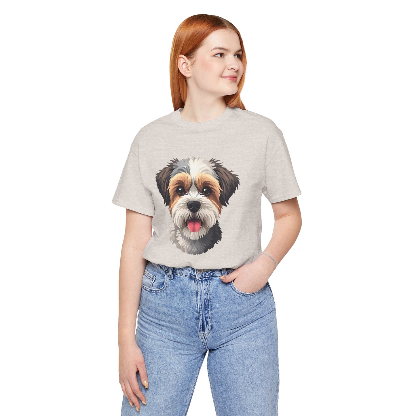 Unisex Dog Lover T-Shirt Featuring a 3D Design of Cute Fluffy Bichon Frise Mix | Gift for Dog Owners