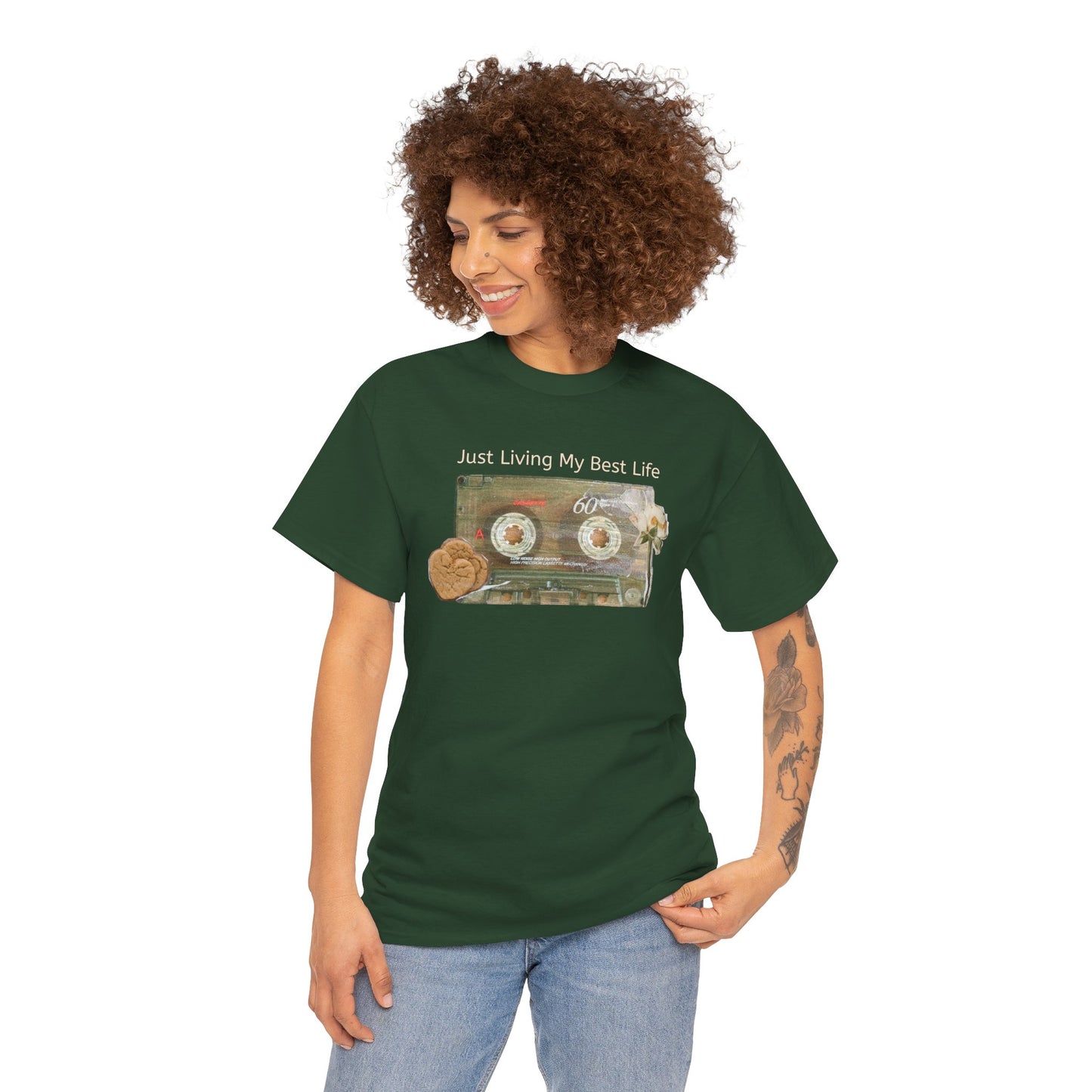 Just Living My Best Life Tee, Vintage Cassette T-Shirt, Casual Wear, Gift for Friends, Music Lover's Apparel