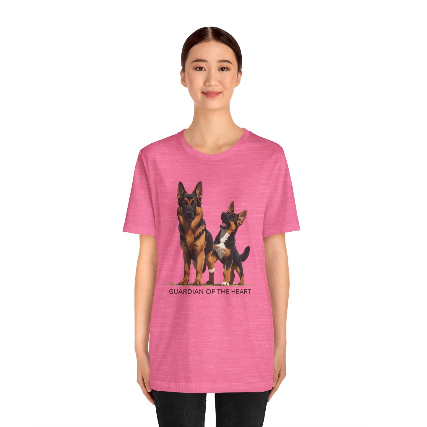 German Shepherd and Puppy Tee - Guardian of the Heart, Gifting for Pet Owners, Cute Graphic Shirt, Perfect for Birthdays, Dog-Themed Apparel