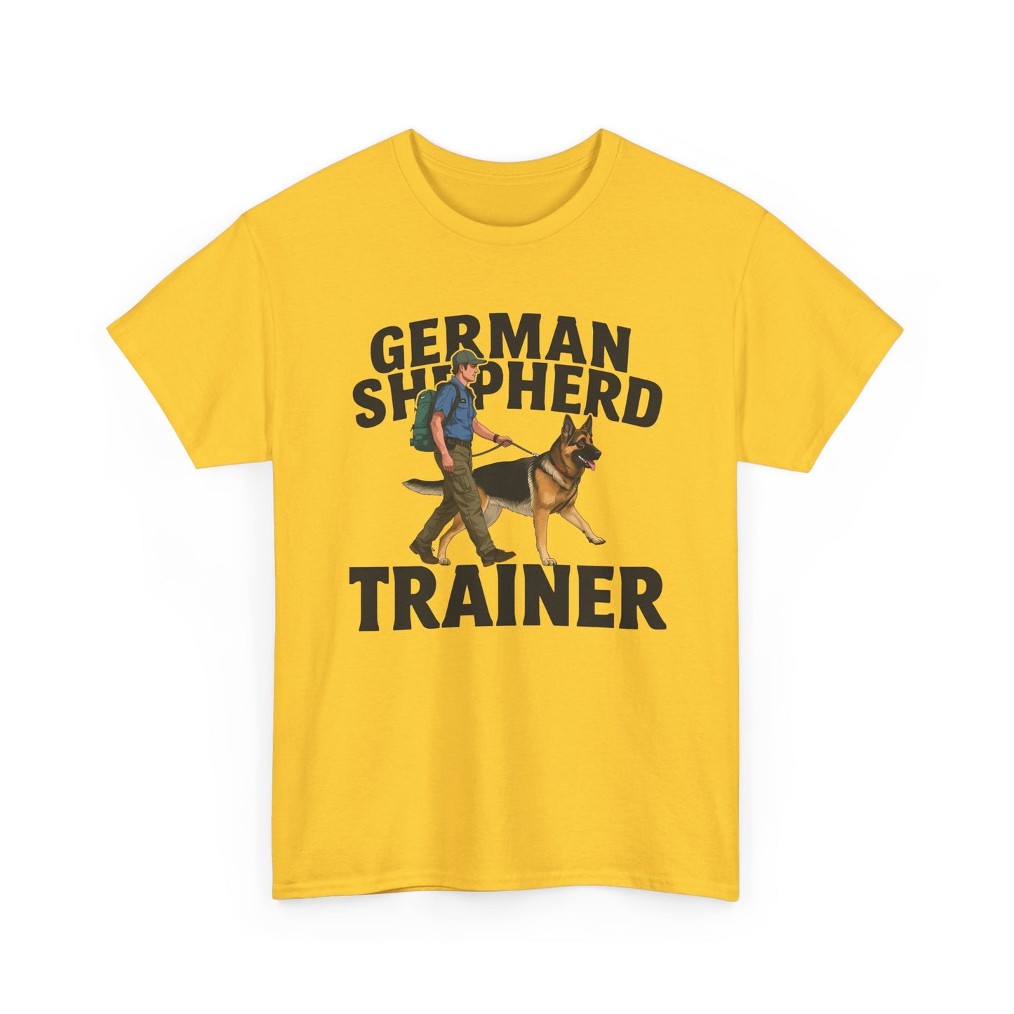 German Shepherd Trainer Tee - Man Holding a German Shepherd | Dog Lover Gift