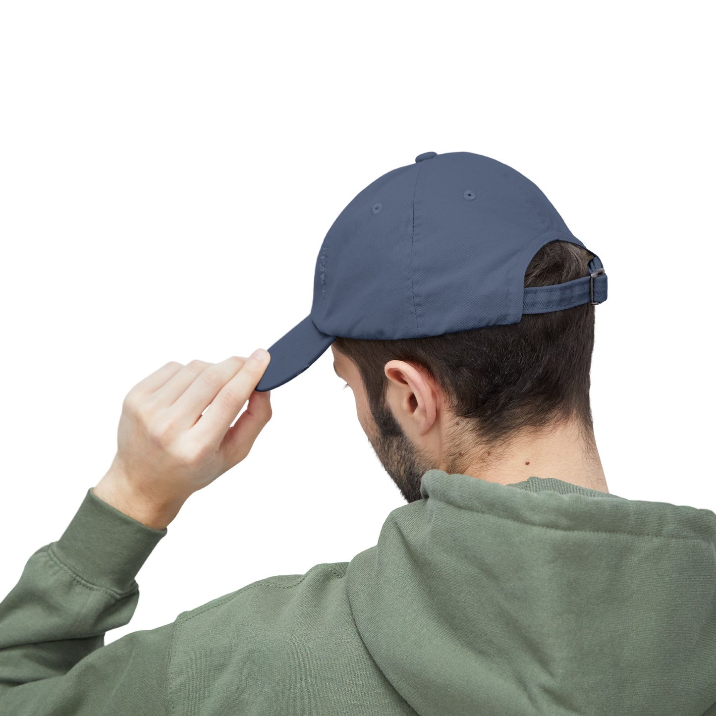Unisex Distressed Cap Featuring a Trainer Leading German Shepherd, Dog Trainer Gift