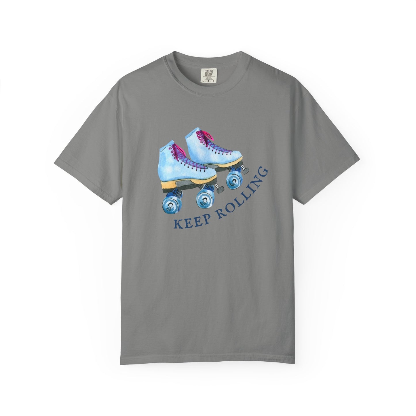 Keep Rolling Retro Roller Skates Tee, Vintage Skate T-shirt, Unisex Garment-Dyed Shirt, Fun Gift for Skating Lovers, Summer Apparel