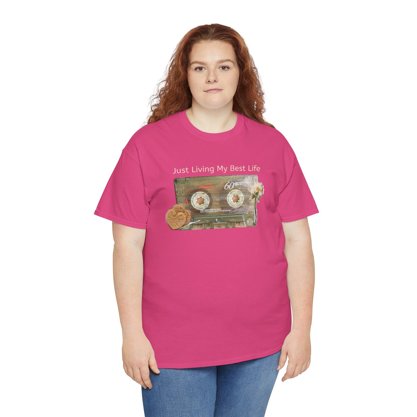 Just Living My Best Life Tee, Vintage Cassette T-Shirt, Casual Wear, Gift for Friends, Music Lover's Apparel