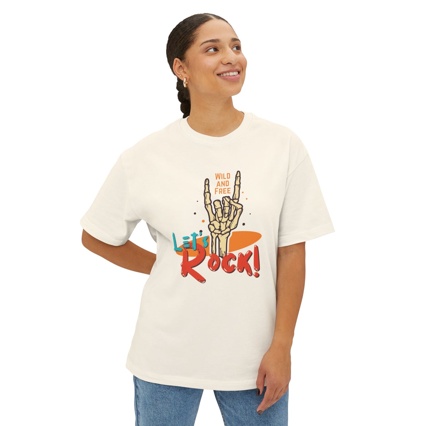 Let's Rock Unisex Oversized Tee - Wild & Free Graphic Shirt, Casual Tee, Music Lover Gift, Festival Wear, Summer Style