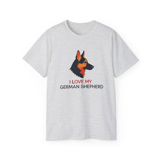 German Shepherd Lovers Unisex Ultra Cotton Tee - "I Love My German Shepherd", Dog Owner Gift, Canine Apparel, Pet Lover T-Shirt