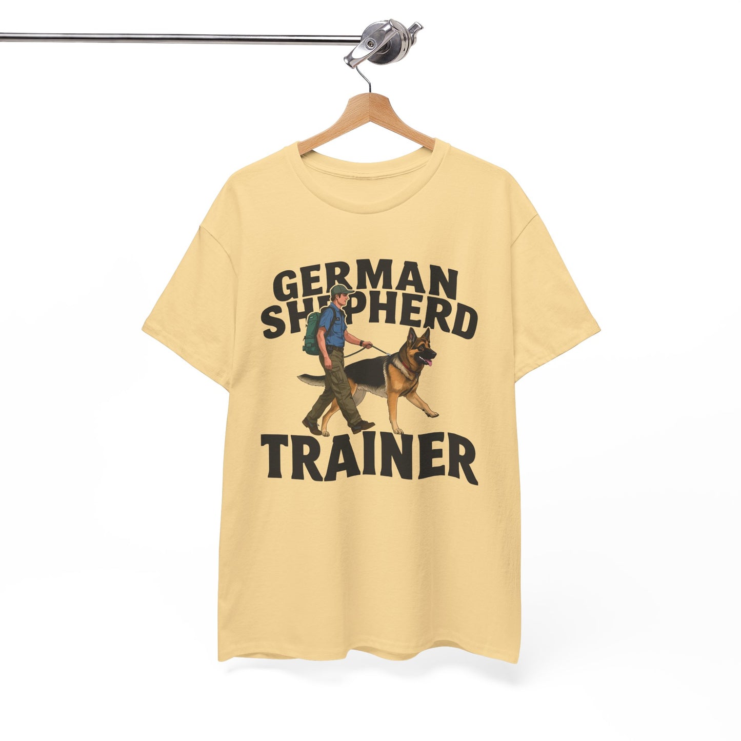 German Shepherd Trainer Tee - Man Holding a German Shepherd | Dog Lover Gift