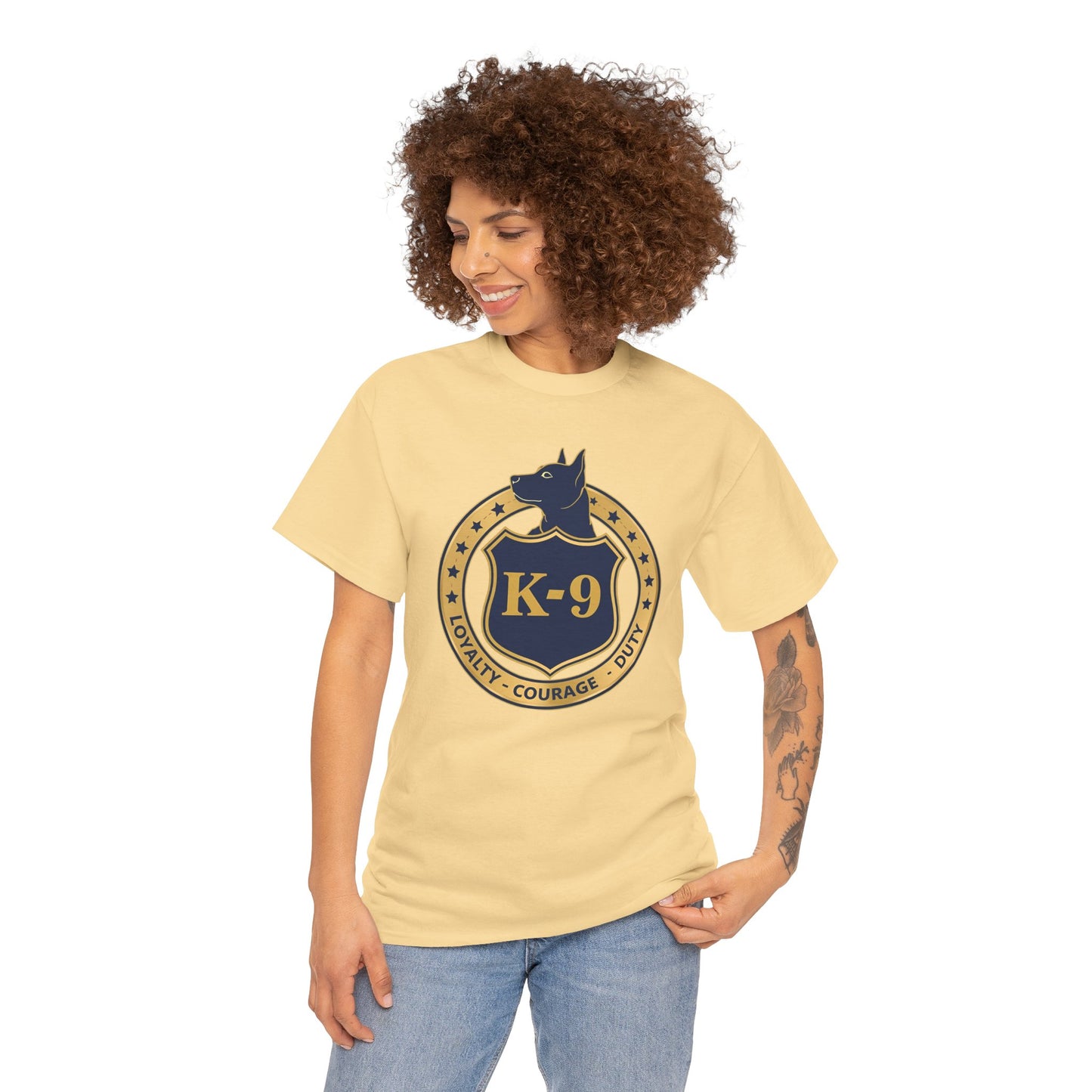 K-9 Police Unisex Heavy Cotton Tee - Loyalty Courage Duty | Dog Lover Gift, Law Enforcement Apparel, Dog Training Shirt