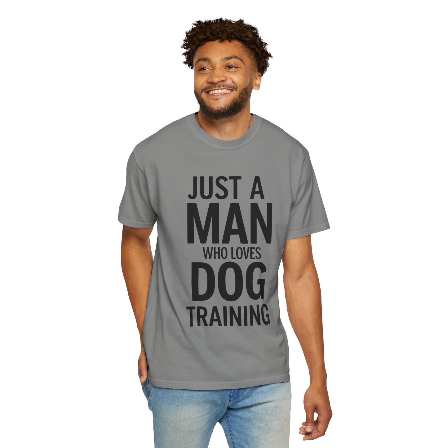 Dog Training Enthusiast T-Shirt - Just a Man Who Loves Dog Training, Pet Lover Gift, Casual Comfort Wear, Dog Owner Apparel, Gift for Dog Lovers