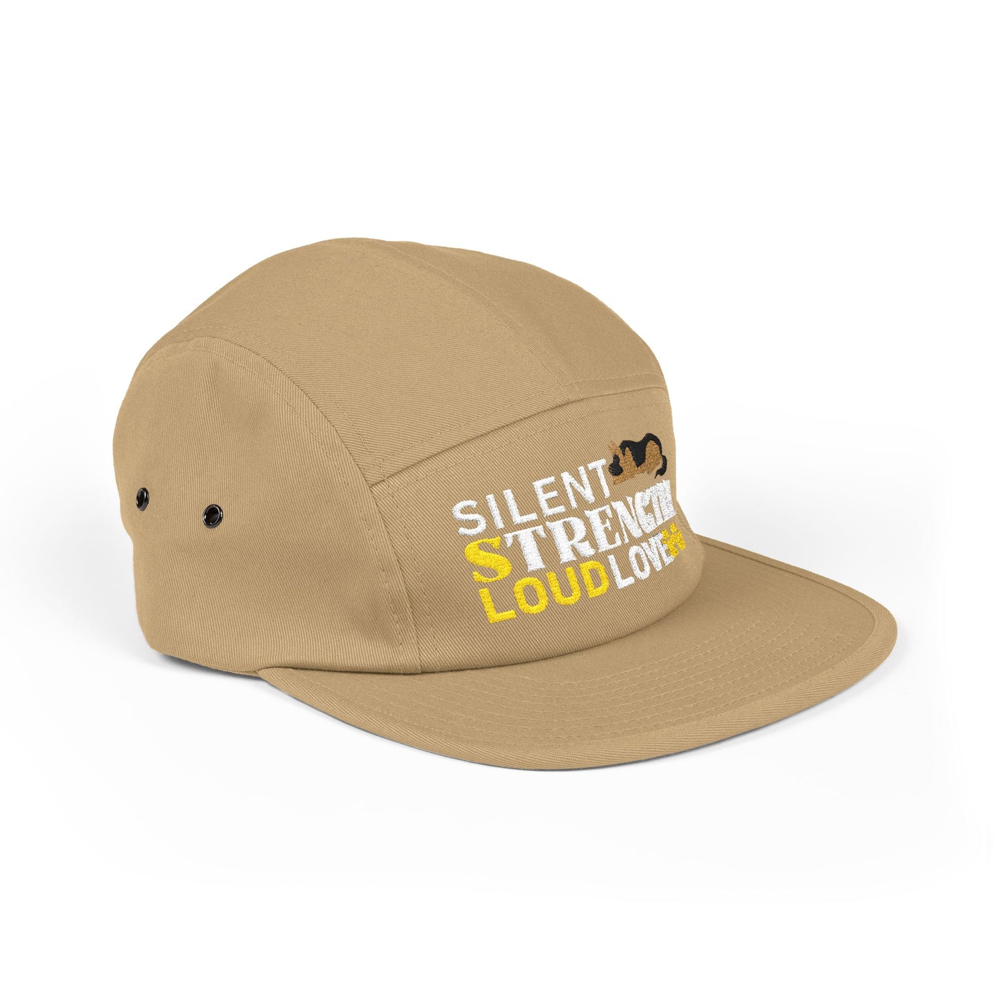 5 Panel Embroidered German Shepherd Cap - Silent Strength, Loud Love