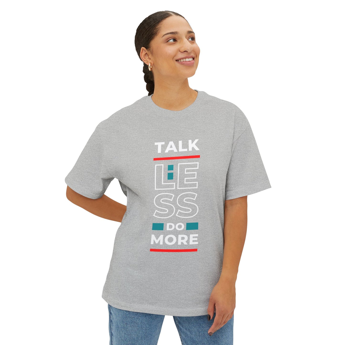 Unisex Oversized Boxy Tee - Motivational Talk Less Do More Shirt, Casual Wear, Everyday Style, Gift for Friends, Comfortable Tee