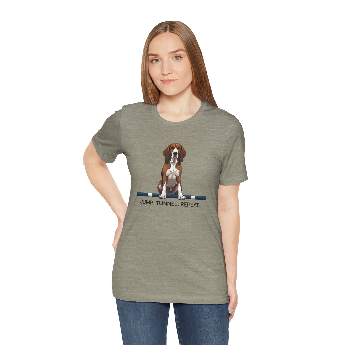 Dog Agility Tee, Fun Pet Lover Shirt, Jump Tunnel Repeat T-Shirt, Dog Enthusiast Apparel, Gift for Dog Owners