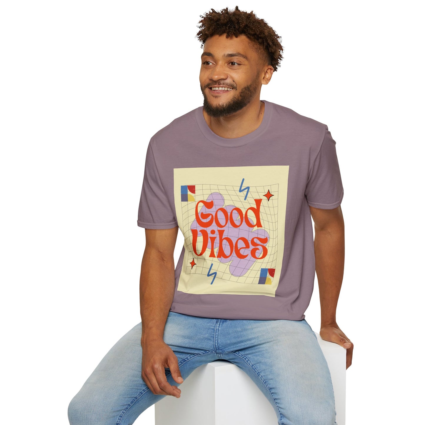Good Vibes Unisex Softstyle T-Shirt, Relaxed Fit Tee, Casual Wear, Gift Idea, Positive Quotes, Everyday Comfort, Summer Fashion