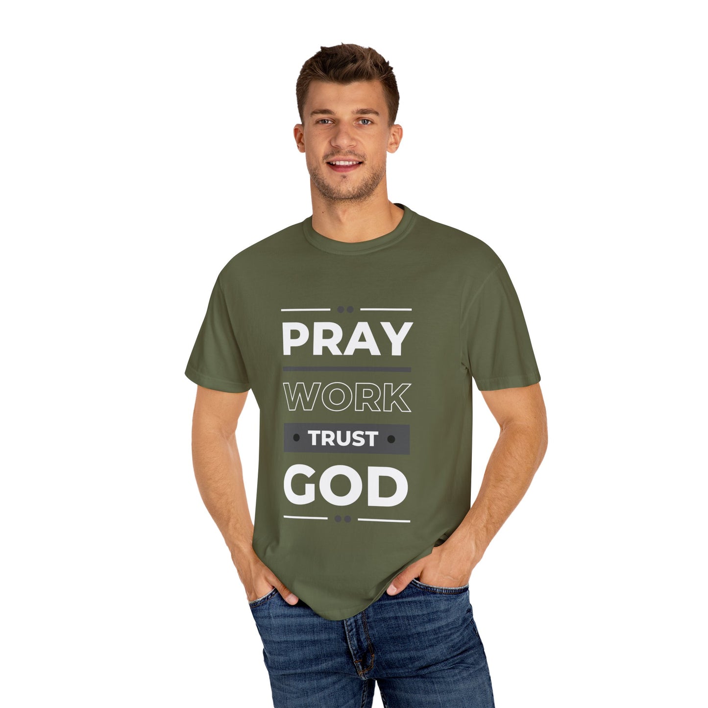 Faith-Inspired Garment-Dyed T-shirt, Inspirational Tee, God Trust Shirt, Religious Apparel, Motivational Gift, Unisex Fashion