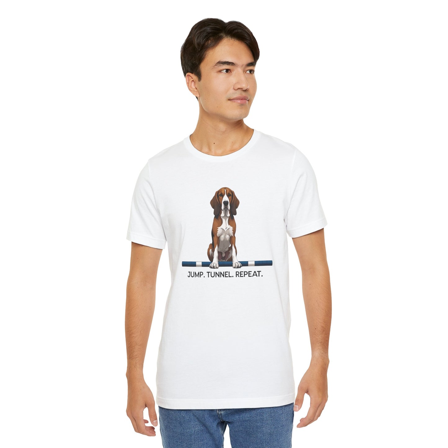 Dog Agility Tee, Fun Pet Lover Shirt, Jump Tunnel Repeat T-Shirt, Dog Enthusiast Apparel, Gift for Dog Owners