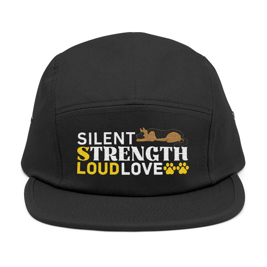 5 Panel Embroidered German Shepherd Cap - Silent Strength, Loud Love