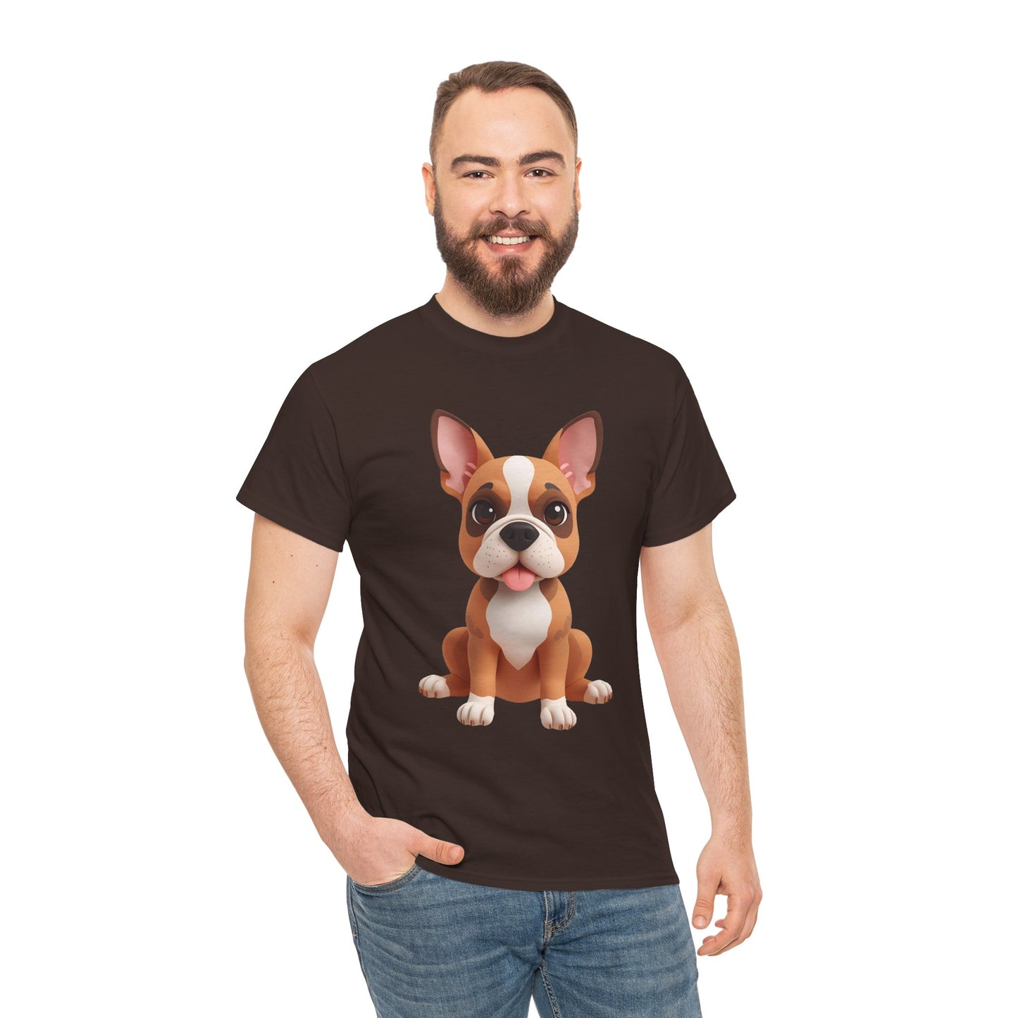 Cute 3D French Bulldog T-Shirt Unisex Heavy Cotton Tee, Dog Lover Gift
