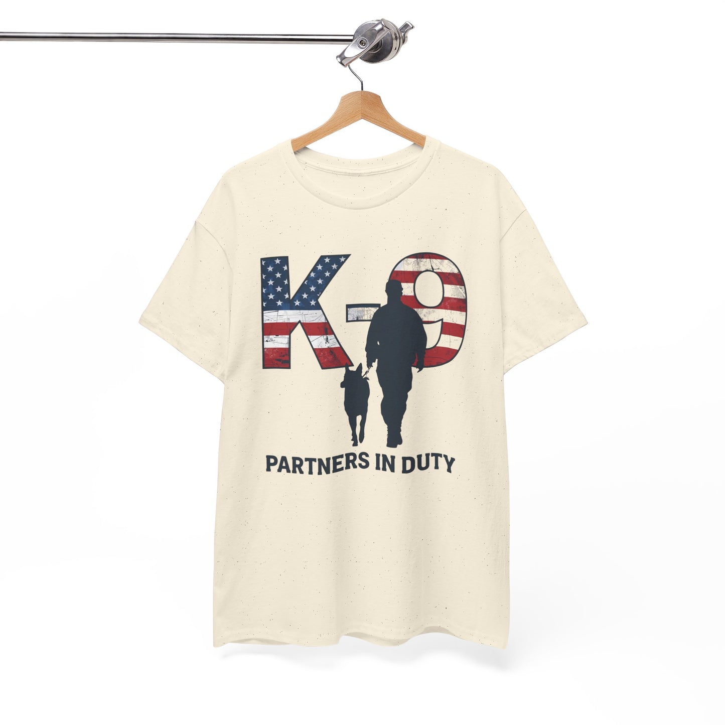 Patriotic K-9 T-Shirt - Partners in Duty Tee | Unisex Heavy Cotton Tee for Dog Lovers, Military Support, Gifts for Dog Handlers