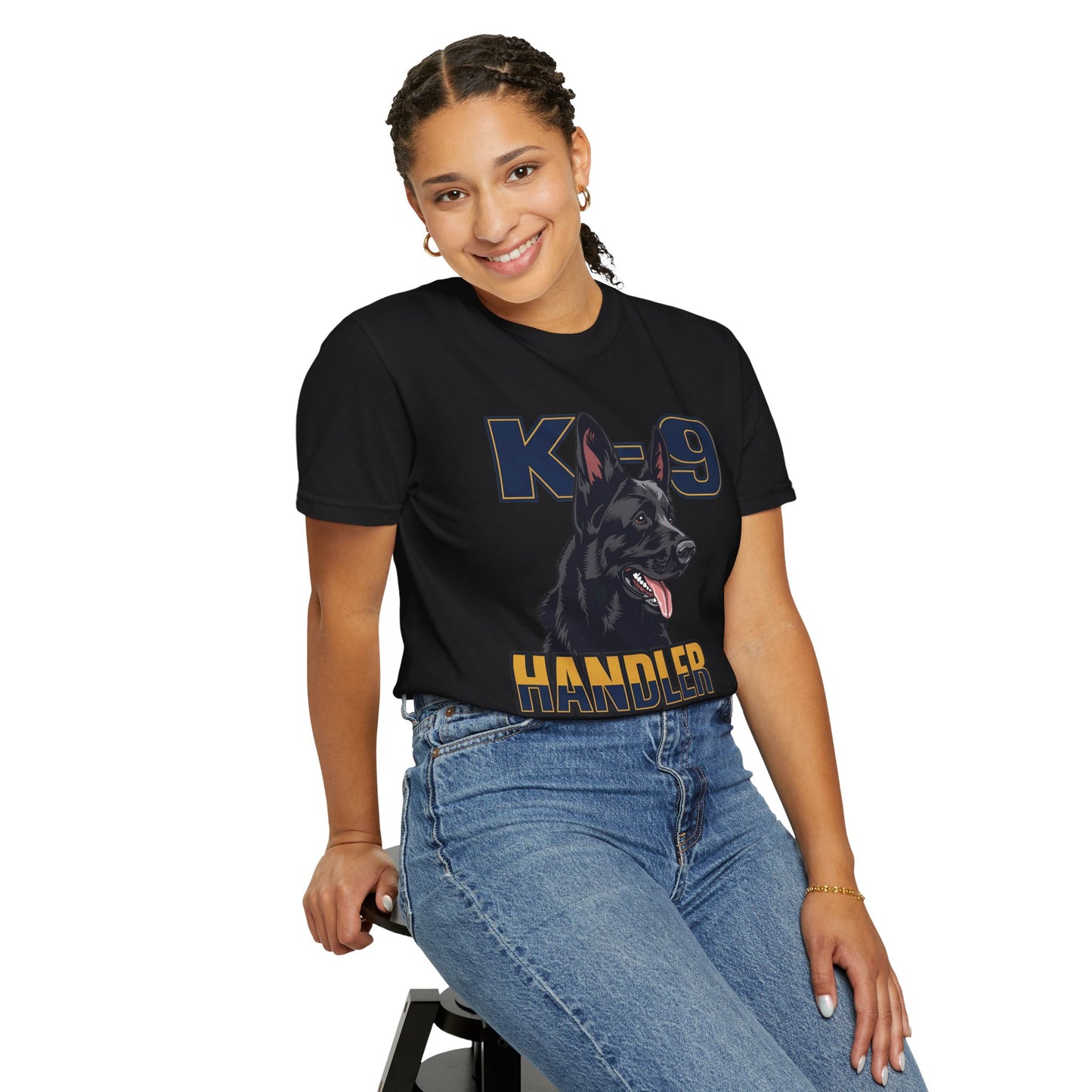 Black German Shepherd K-9 Handler T-Shirt, Garment-Dyed Unisex Tee for Dog Lovers